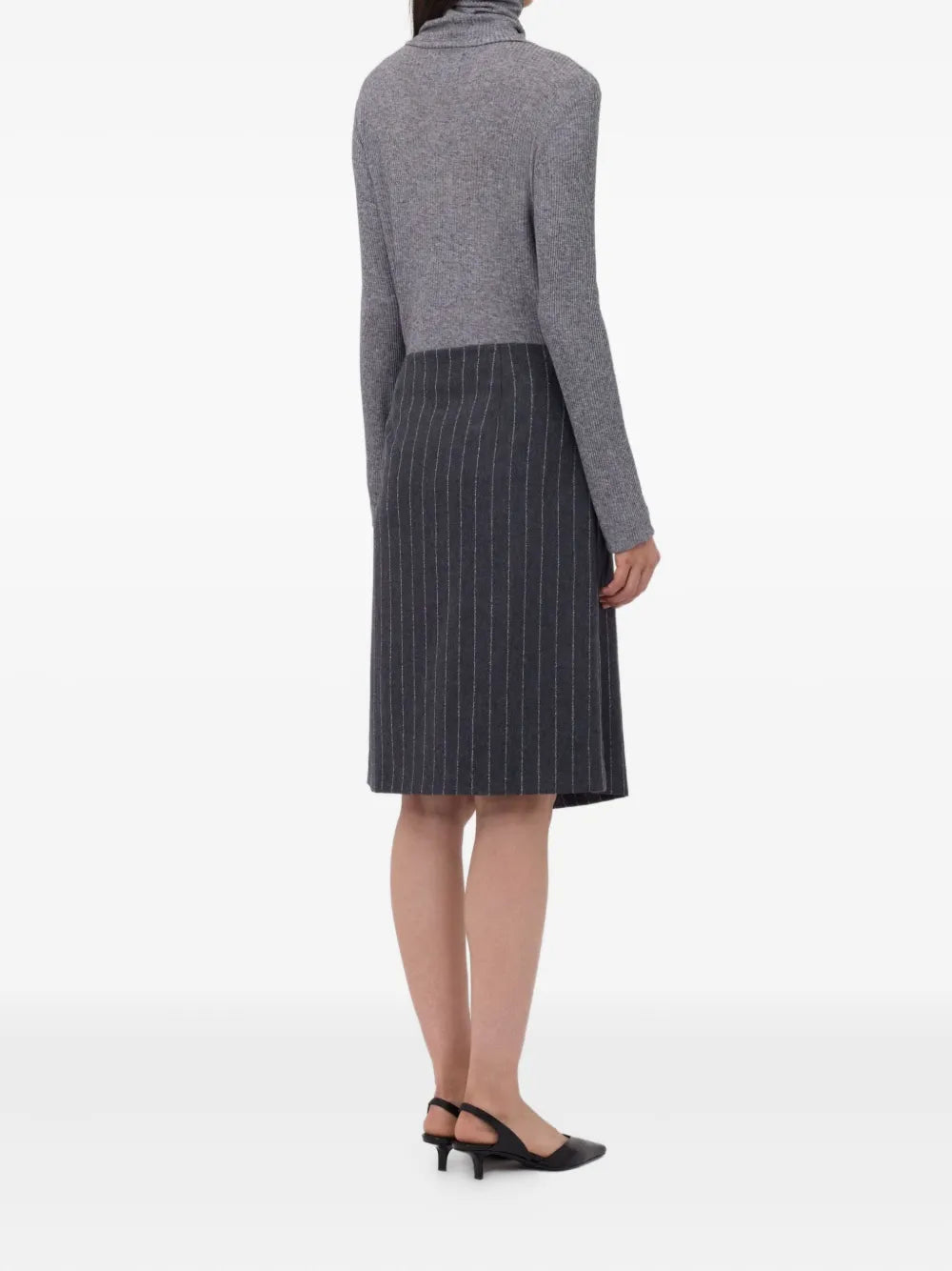 MASON pinstripe wrap midi skirt