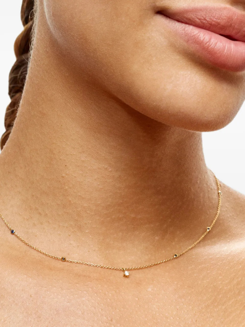 18K yellow gold Holly sapphire and diamond necklace