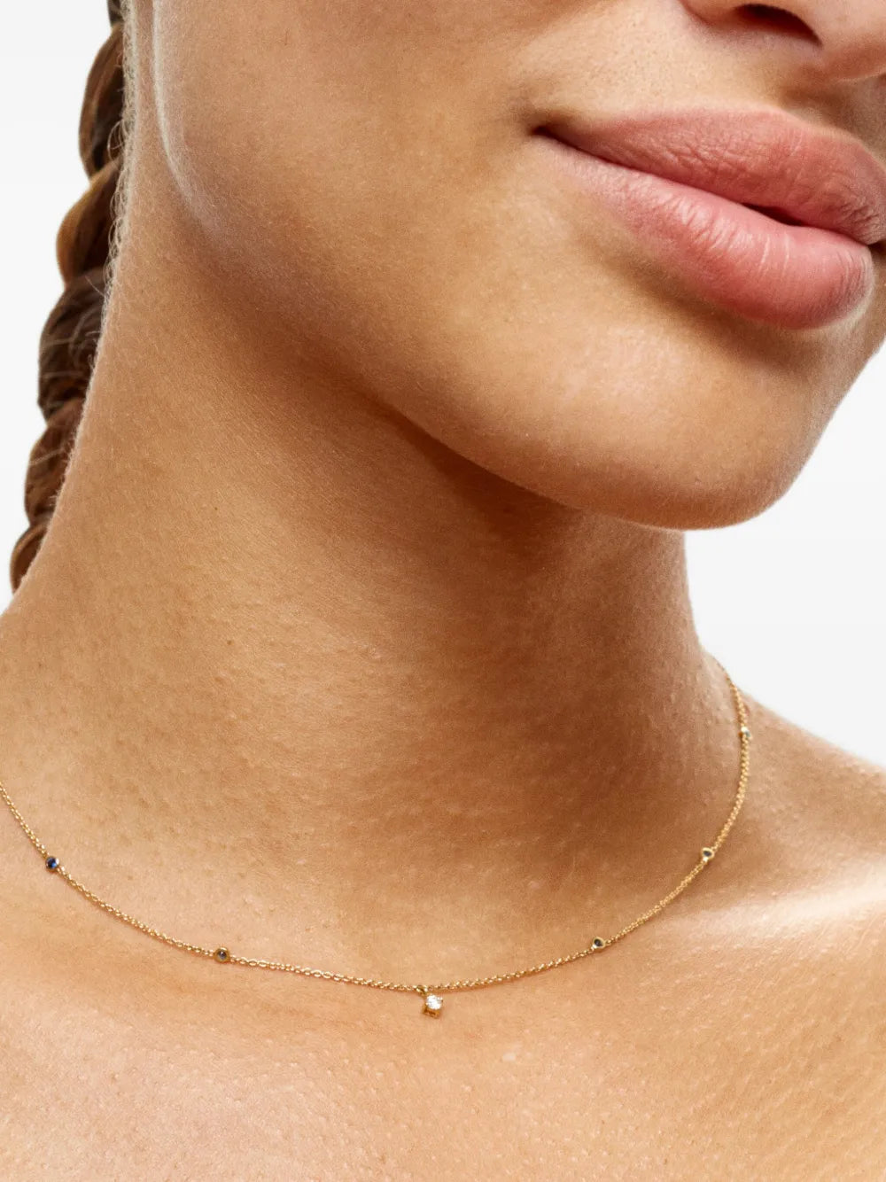 18K yellow gold Holly sapphire and diamond necklace