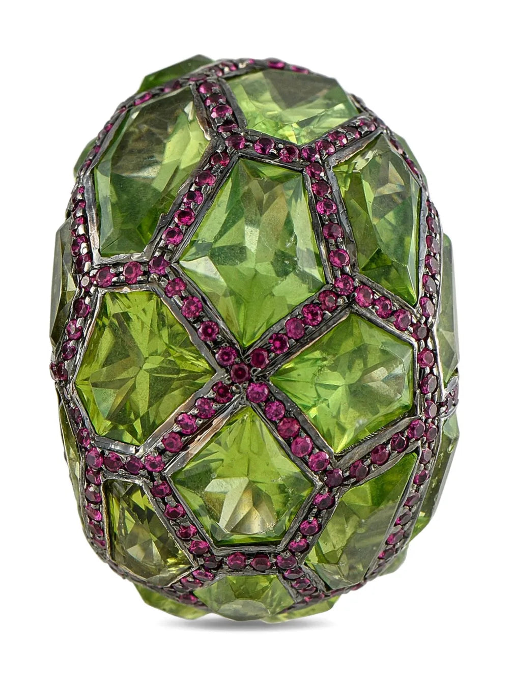 18K white gold peridot and ruby earrings