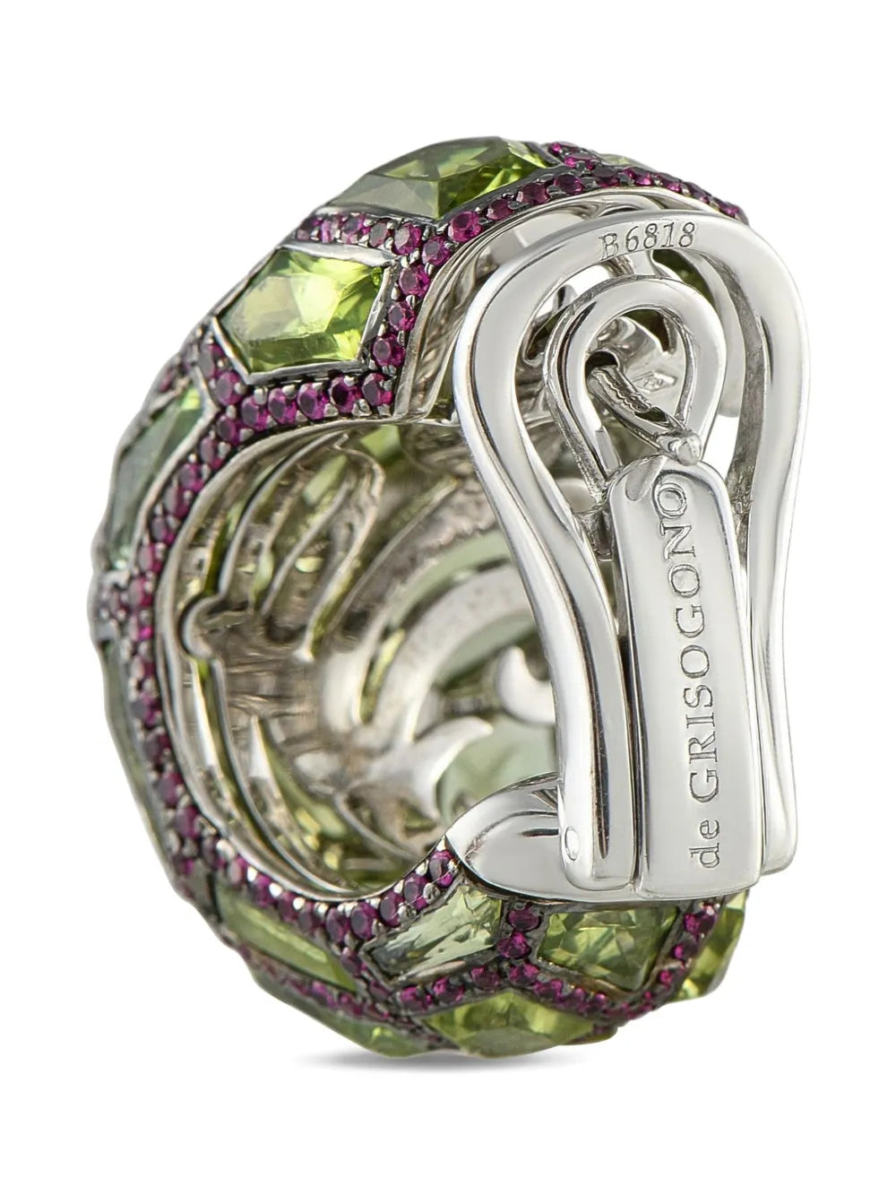 18K white gold peridot and ruby earrings