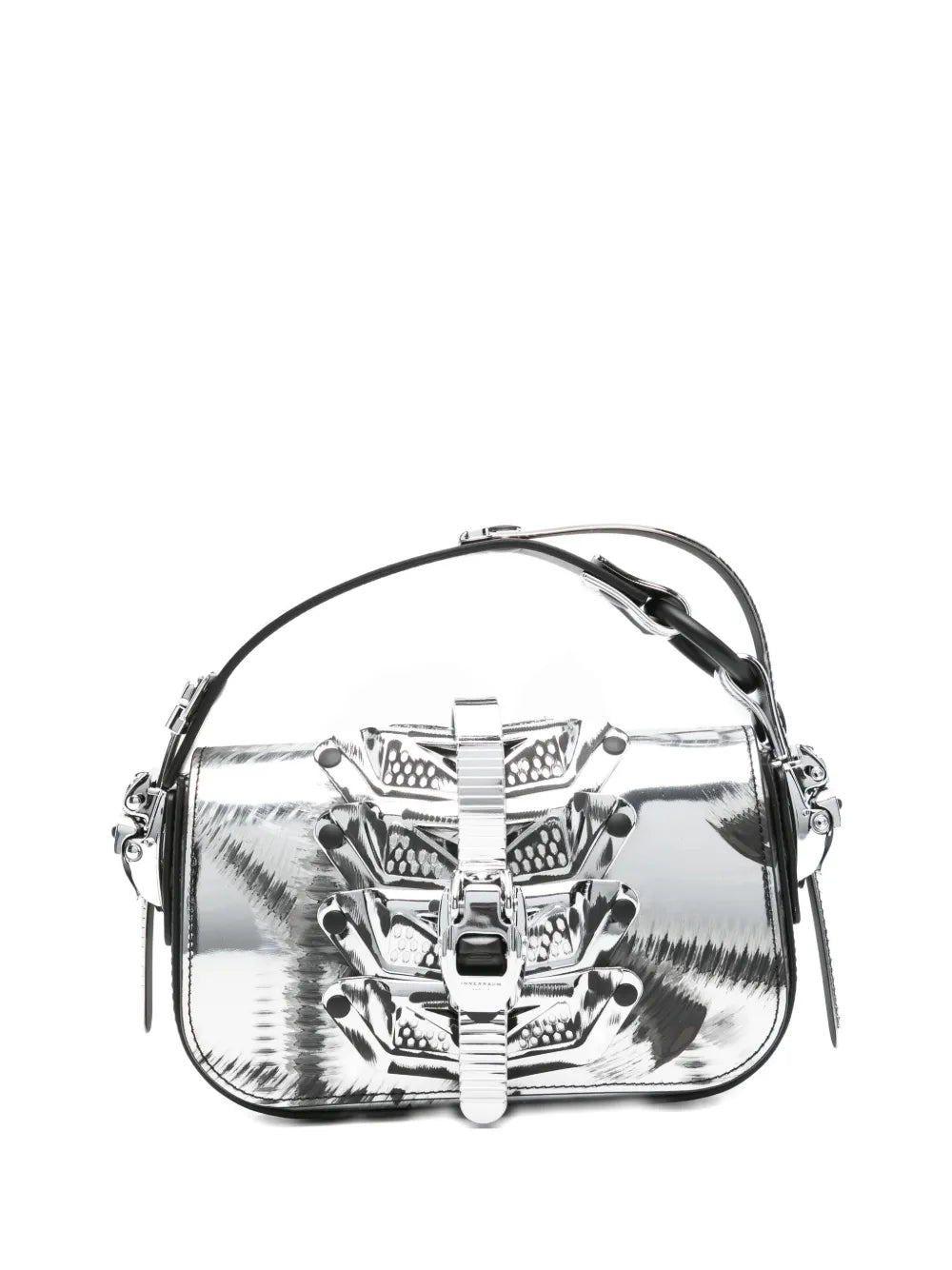 metallic-buckle patterned tote bag