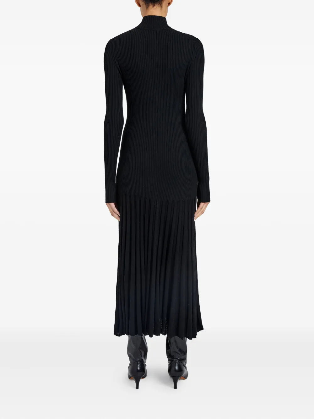 ribbed pleated midi day dress