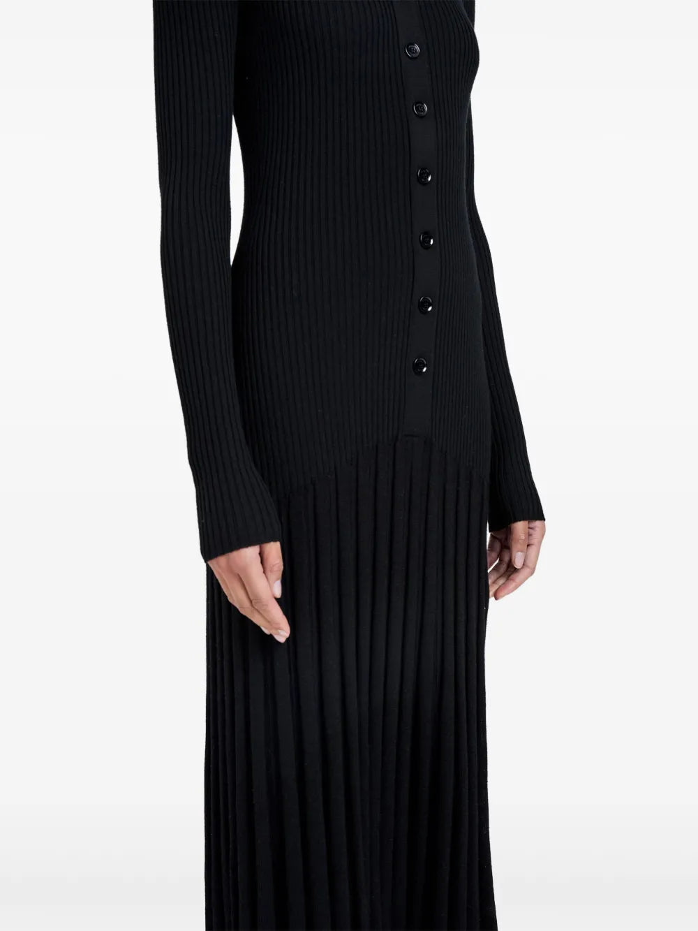 ribbed pleated midi day dress