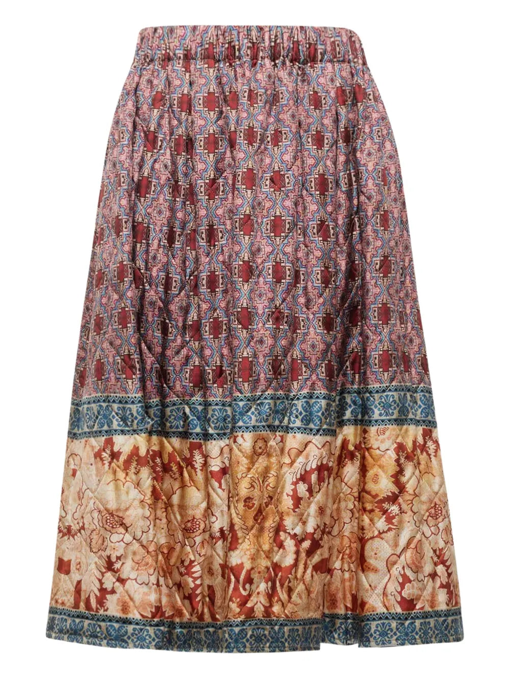 geometric-pattern midi skirt