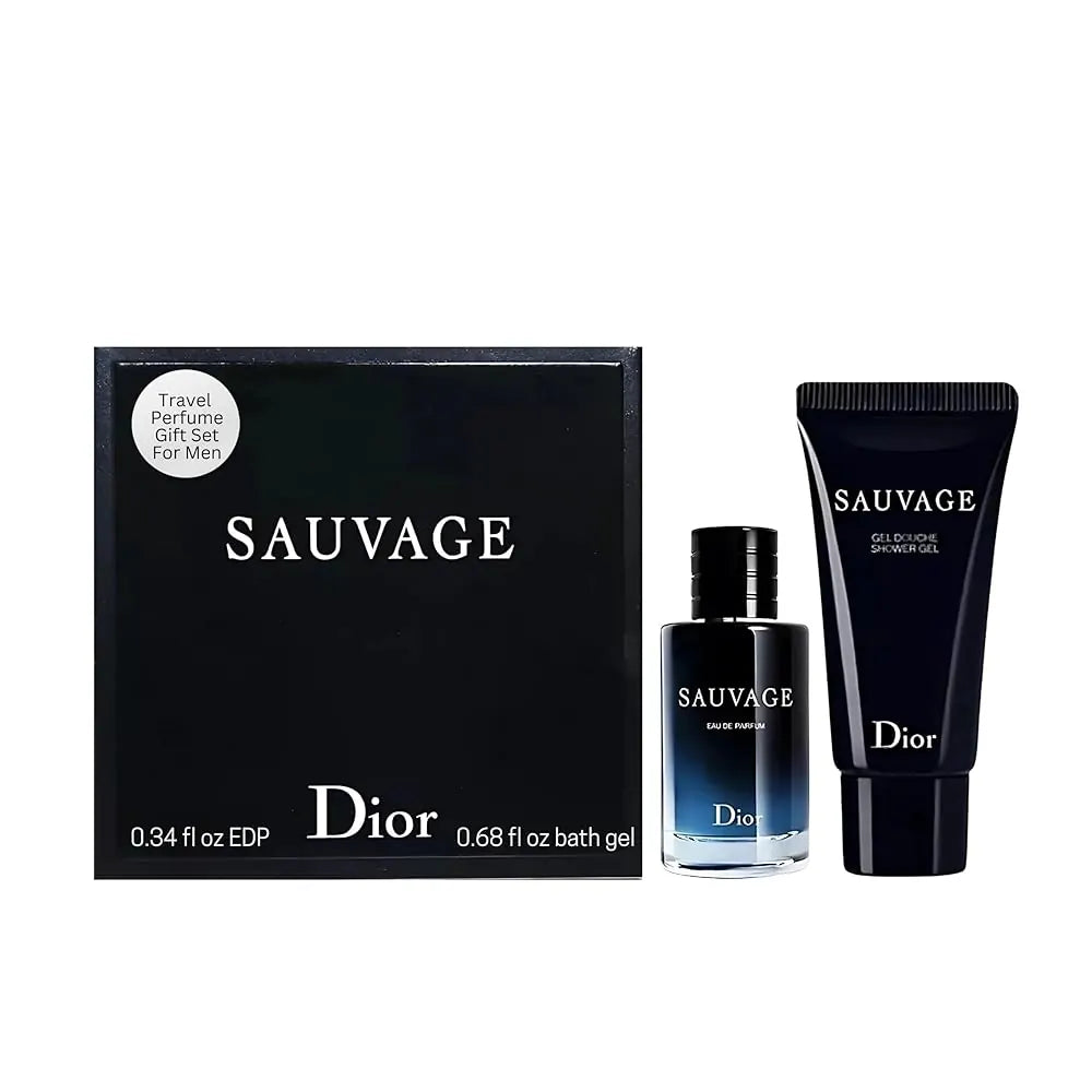 Dior Sauvage Perfume for Men – Mini Fragrance Gift Set EDP &amp; Shower Gel Duo Travel Set