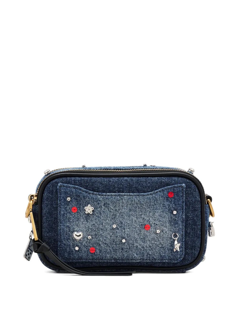 Snapshot charm-detail denim crossbody bag