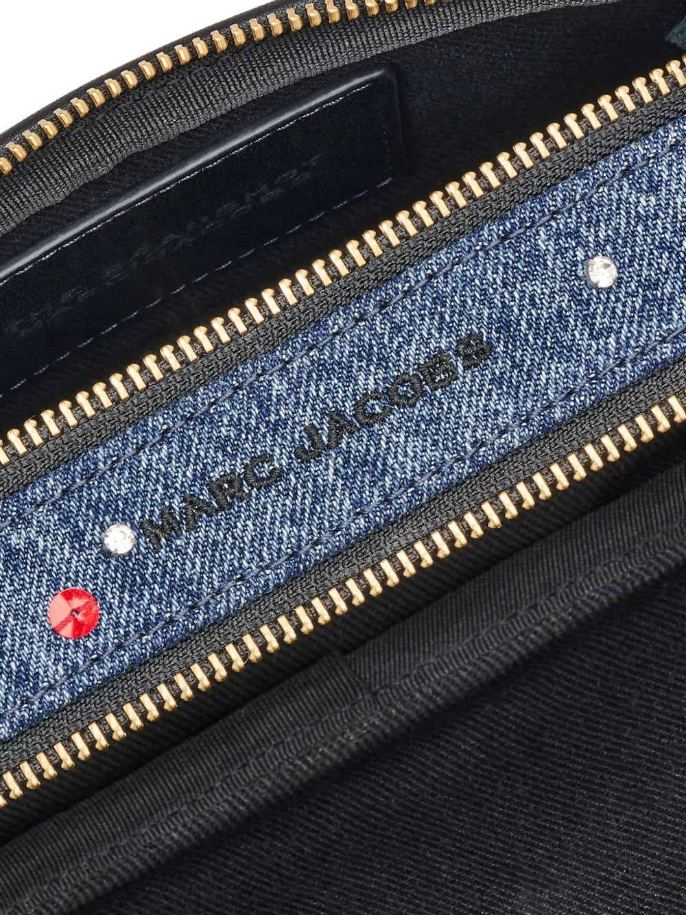 Snapshot charm-detail denim crossbody bag