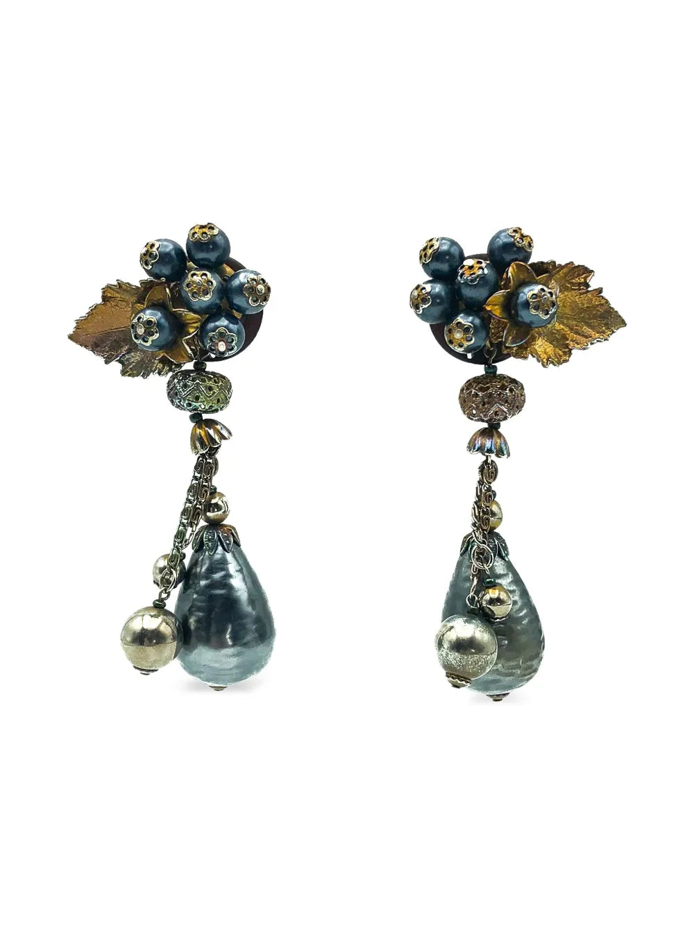 1970s Statement floral-motif earrings