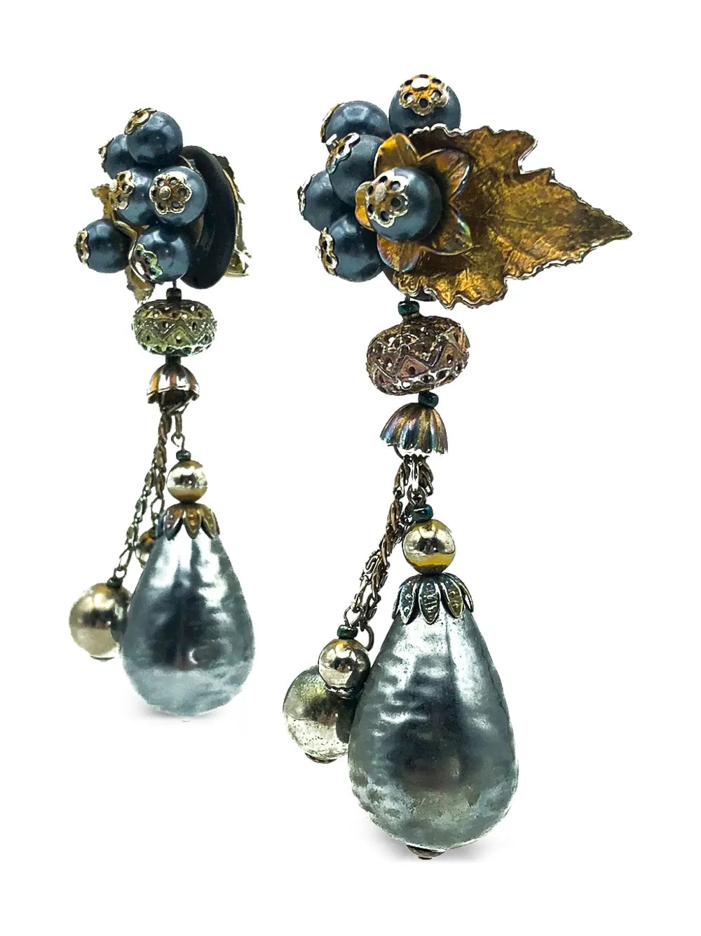 1970s Statement floral-motif earrings