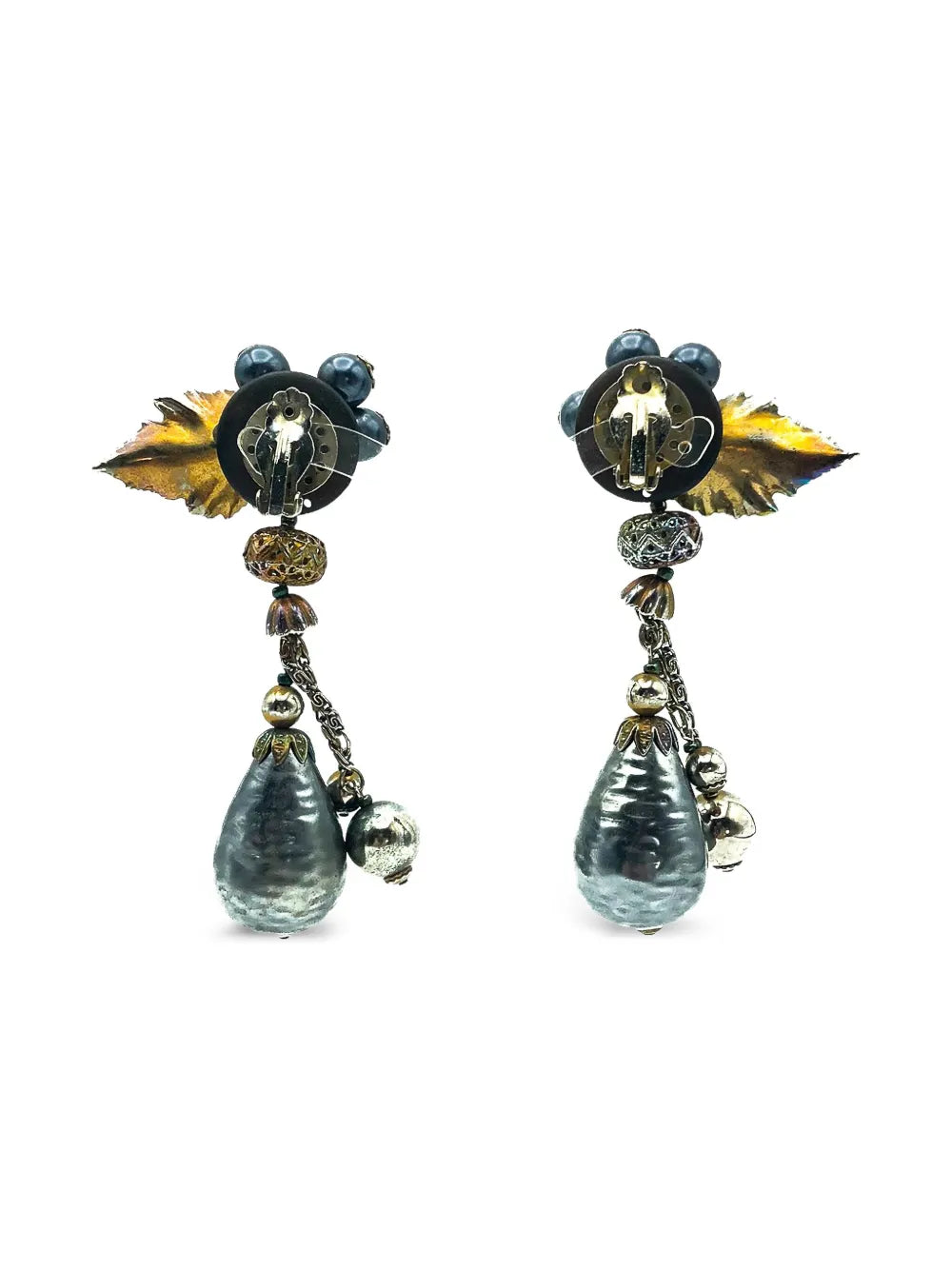 1970s Statement floral-motif earrings