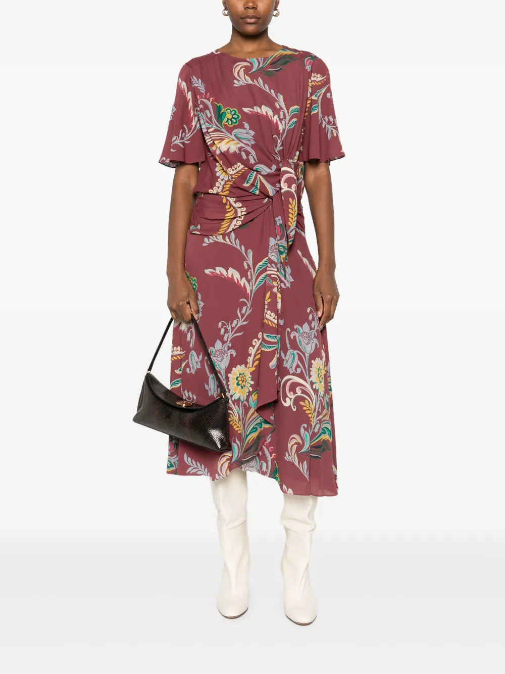 floral-print knot-detail dress