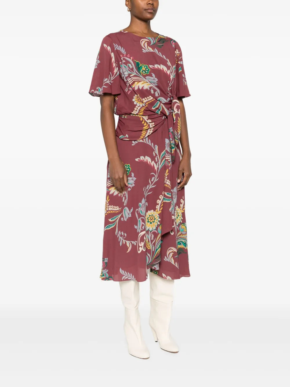 floral-print knot-detail dress