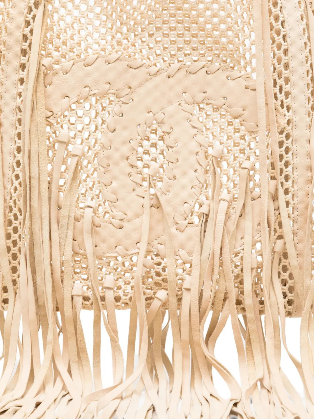 Resort 2011 Fringe Crochet Woven Mesh Large Leather Tote