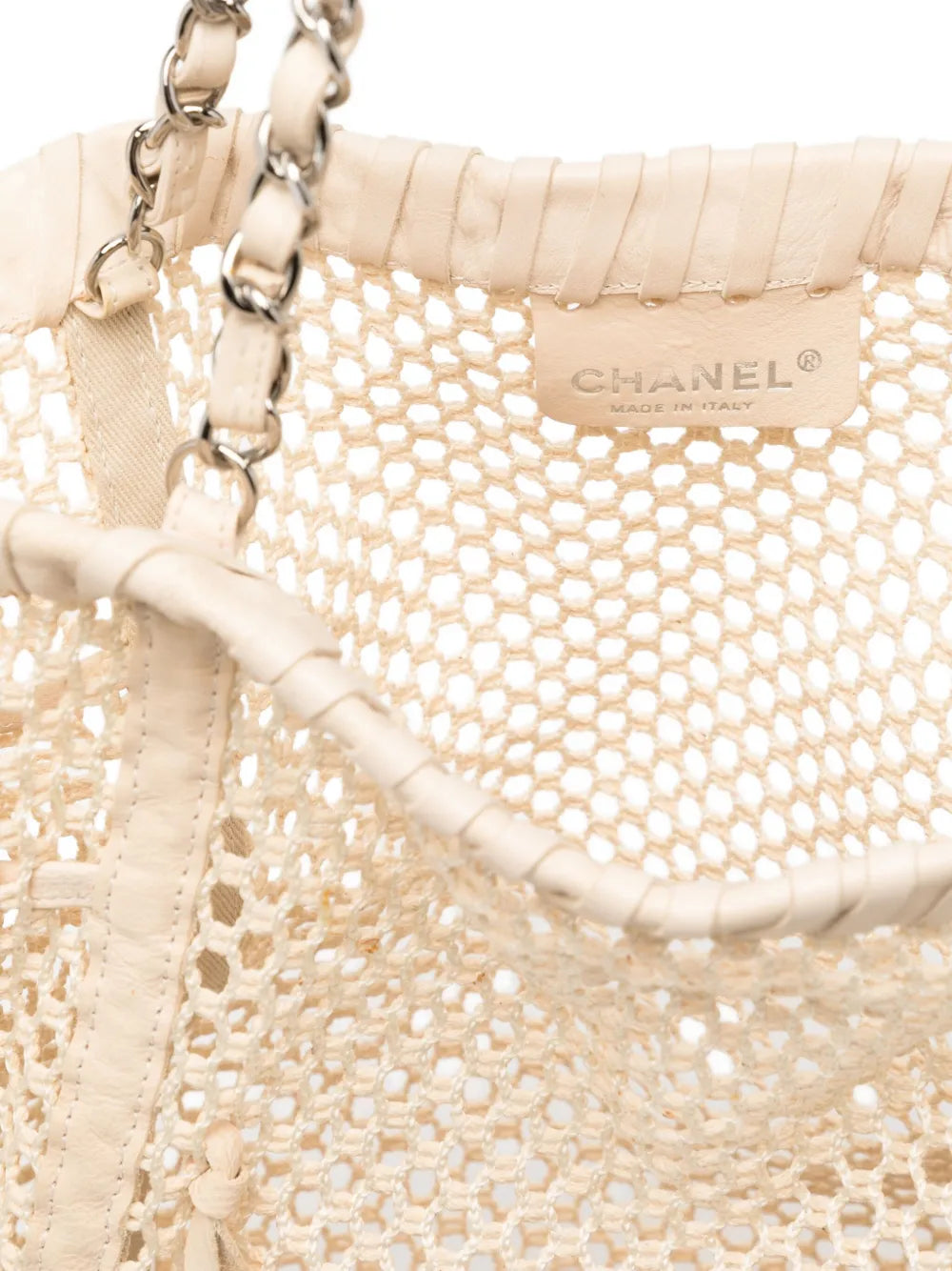 Resort 2011 Fringe Crochet Woven Mesh Large Leather Tote
