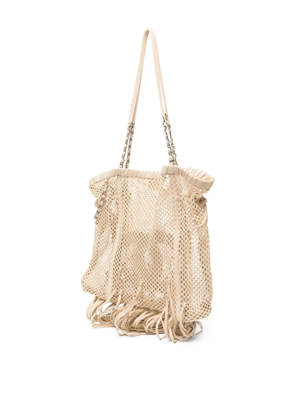 Resort 2011 Fringe Crochet Woven Mesh Large Leather Tote