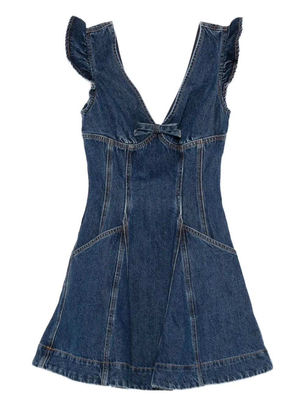 ruffle-detail denim dress