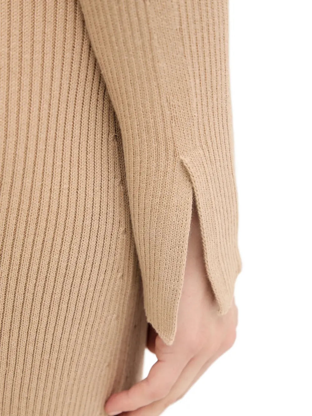 ribbed split midi dress