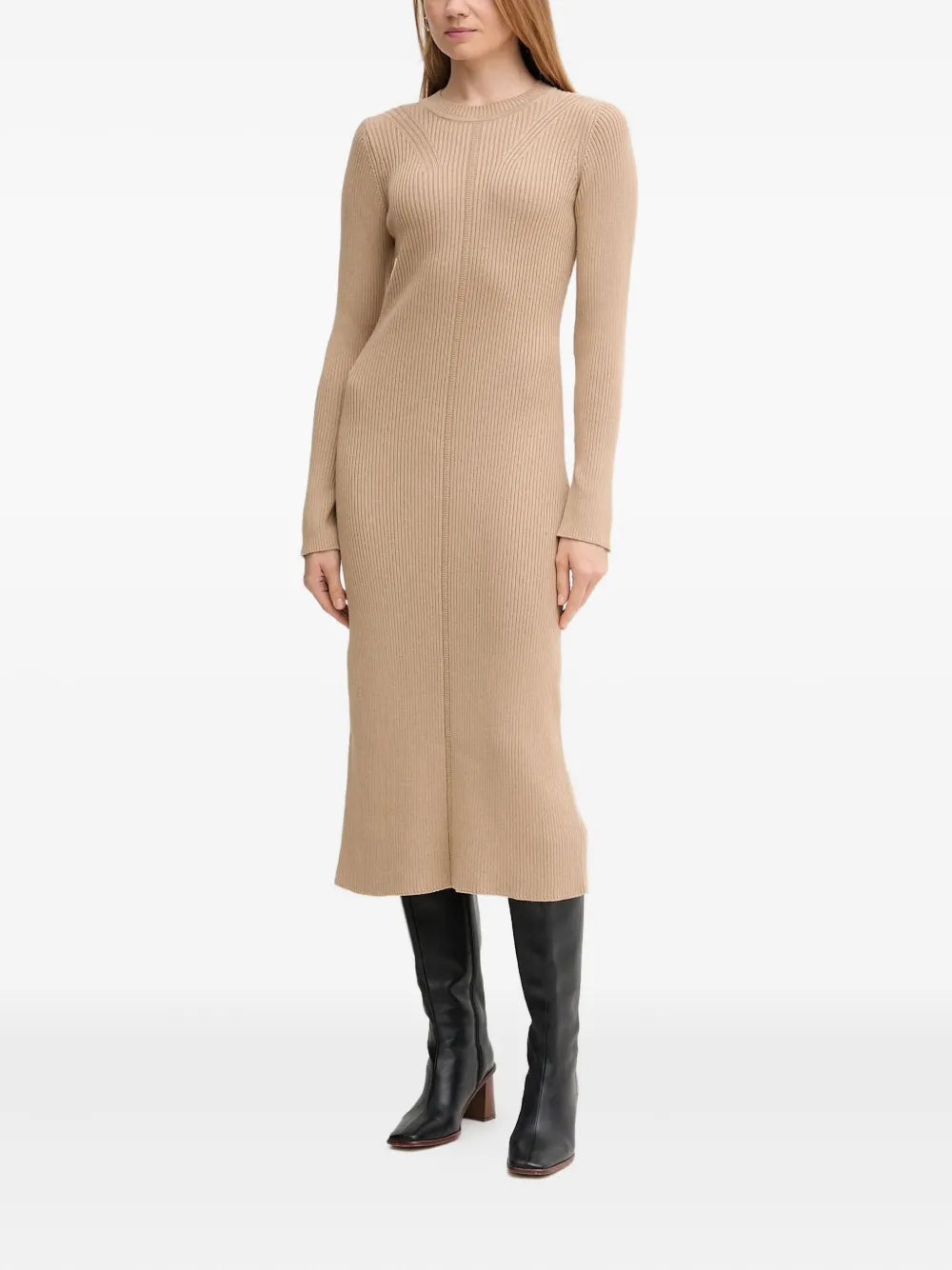 ribbed split midi dress