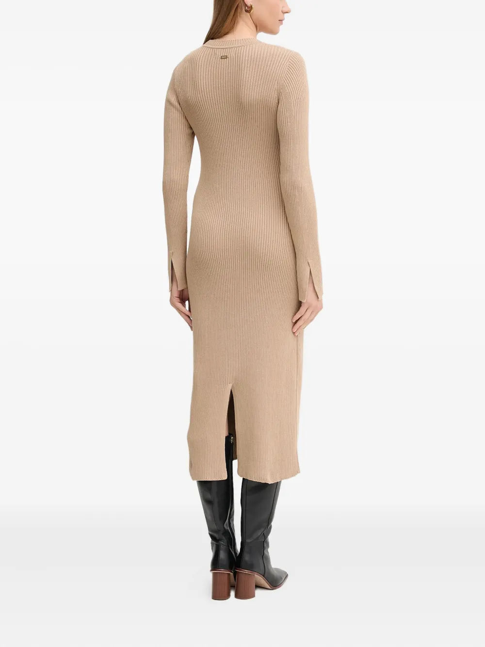 ribbed split midi dress