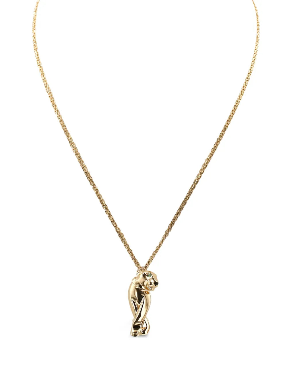 2010s yellow gold Panthère onyx and tsavorite necklace