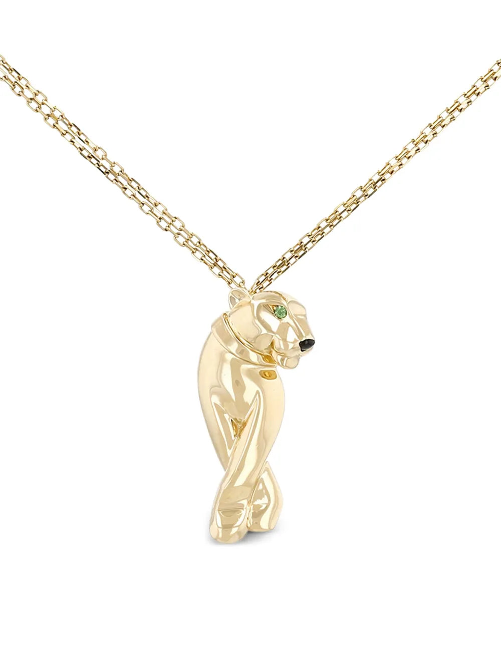 2010s yellow gold Panthère onyx and tsavorite necklace