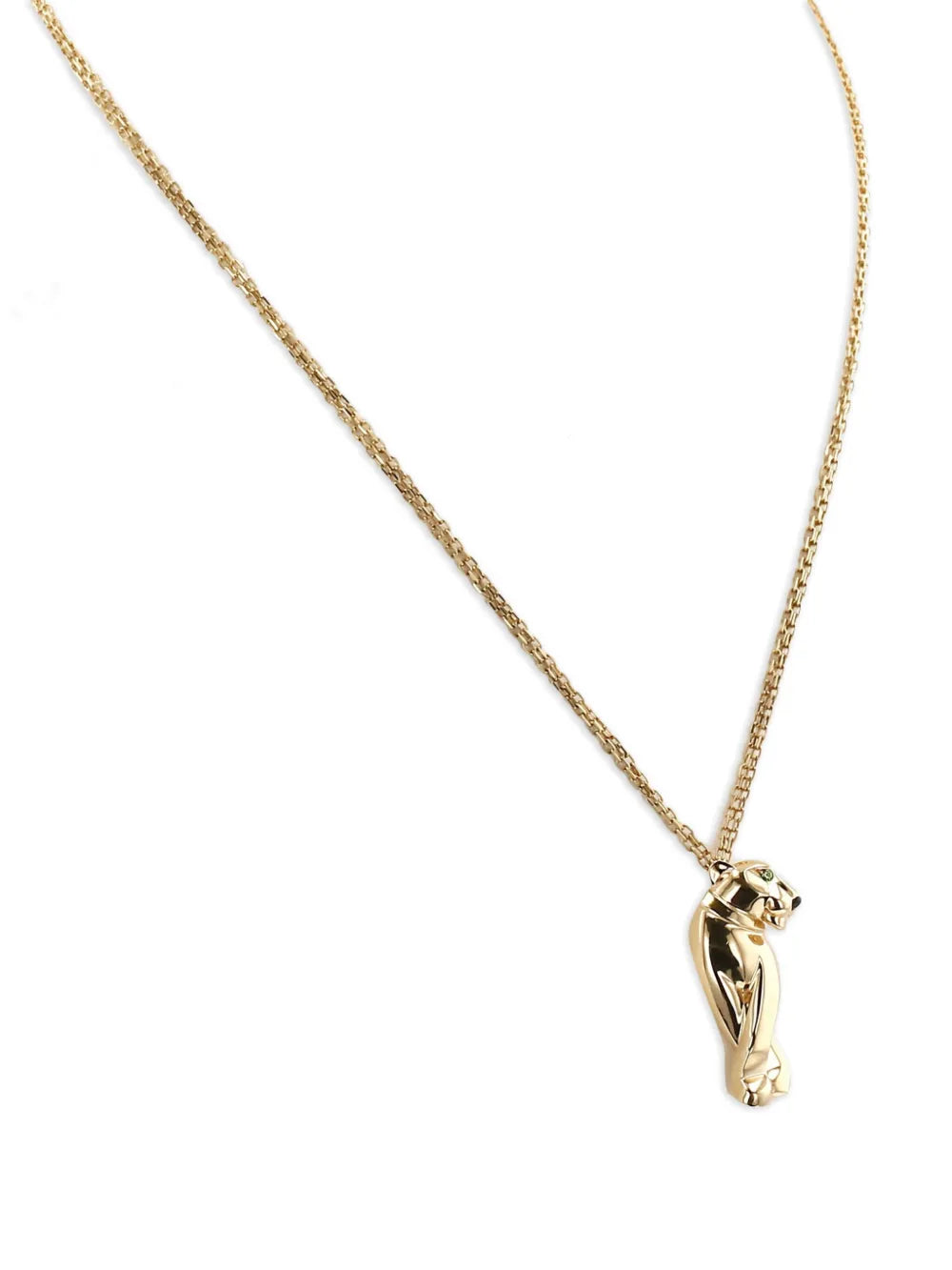 2010s yellow gold Panthère onyx and tsavorite necklace