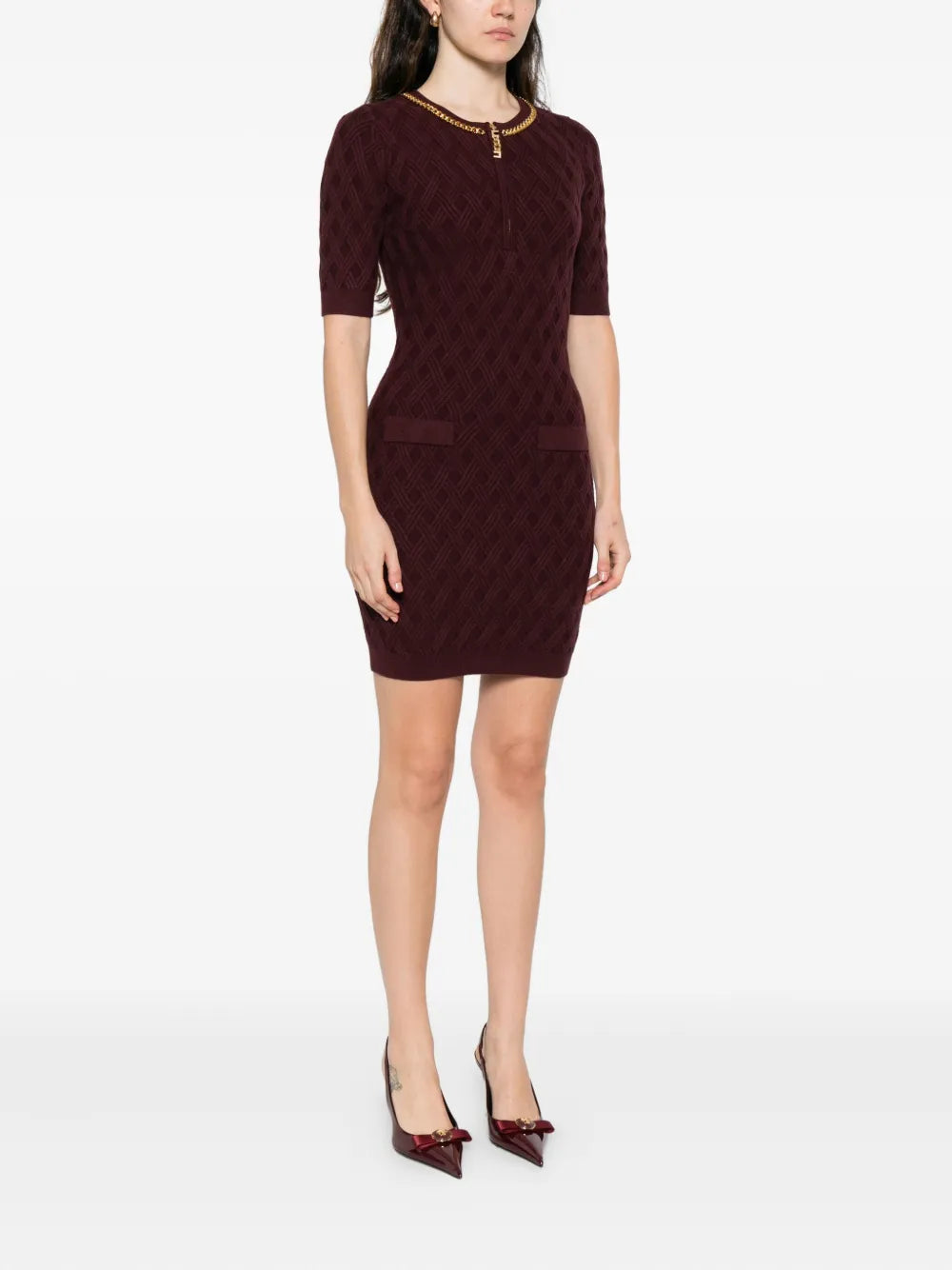 chain-embellished mini dress