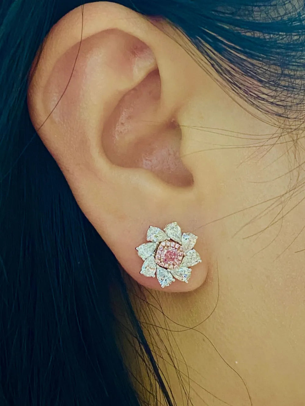 18K white and rose gold diamond earrings