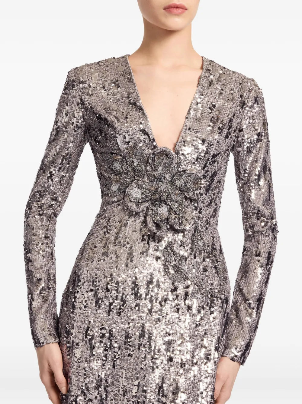 sequin-embellished v-neck maxi dress