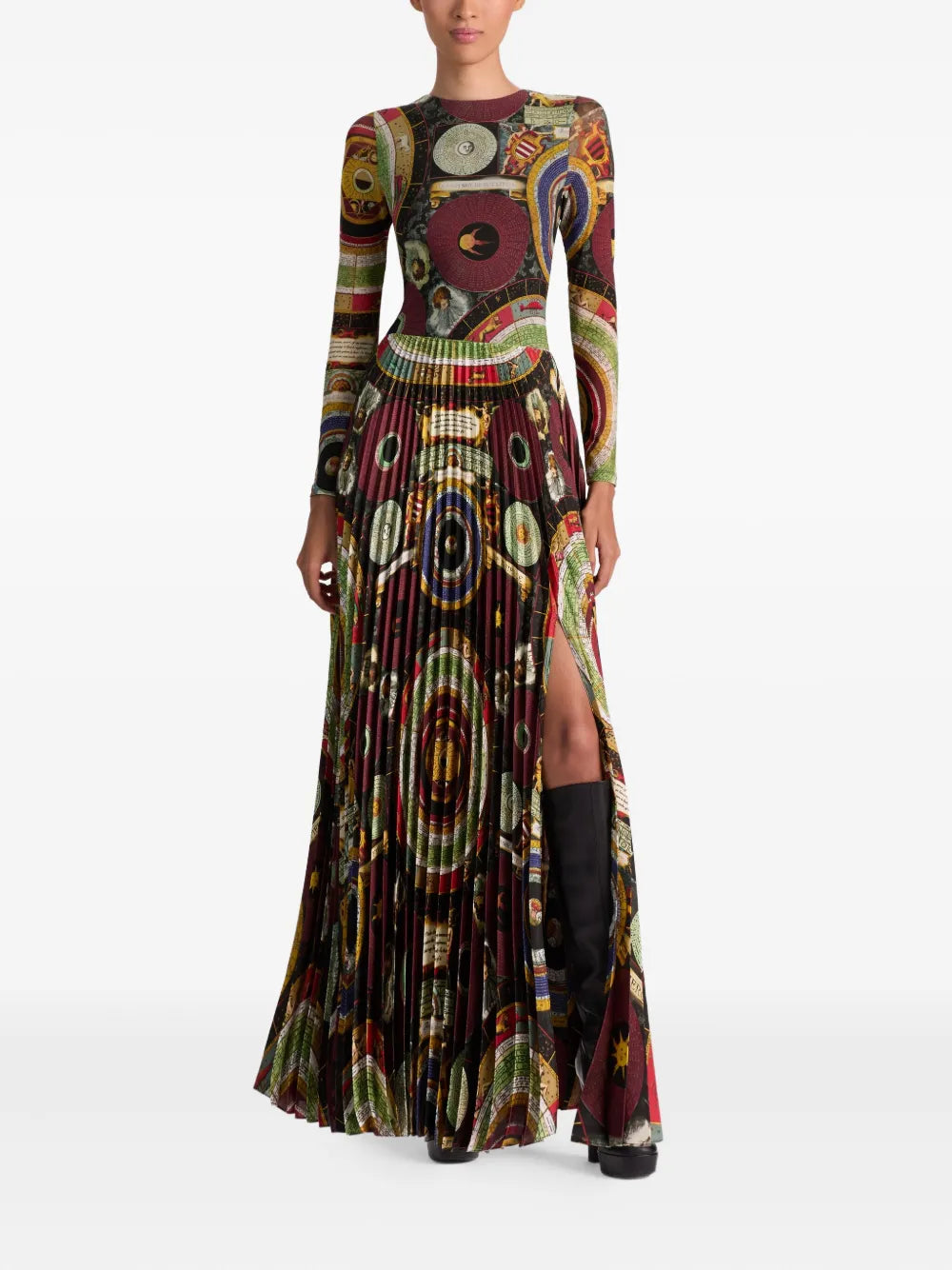 Ivey sunburst-pleated maxi dress