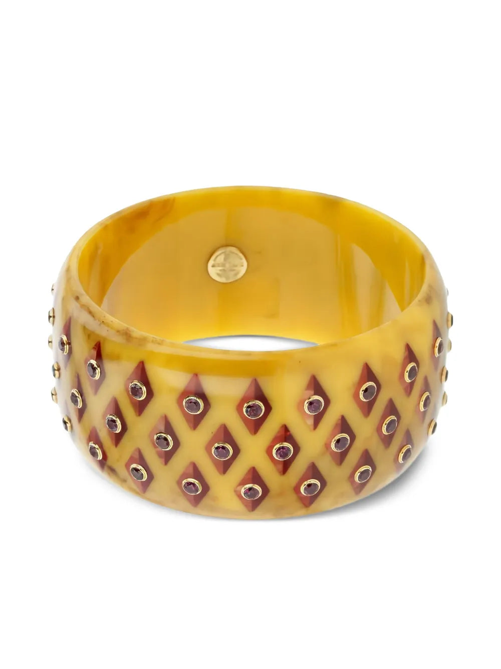 18K yellow gold Garnet Bakelite bangle