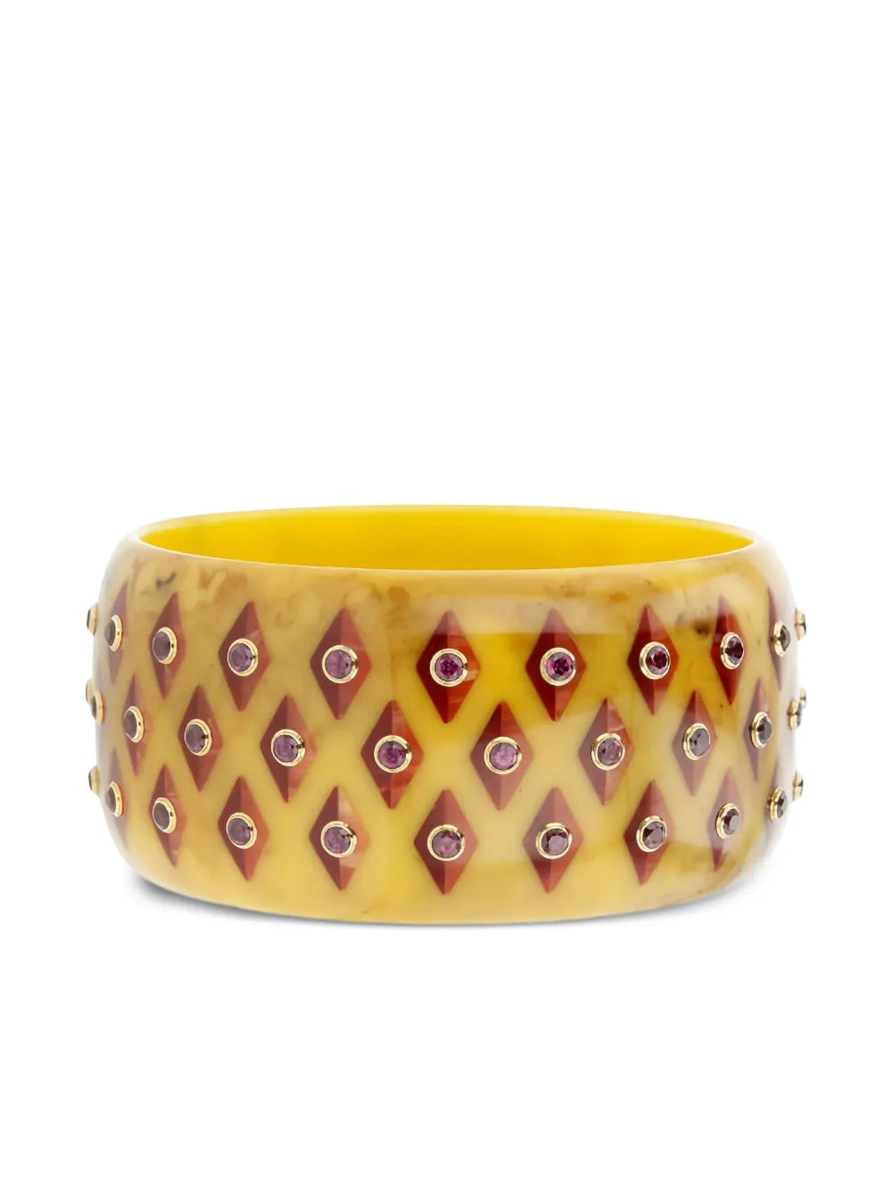 18K yellow gold Garnet Bakelite bangle