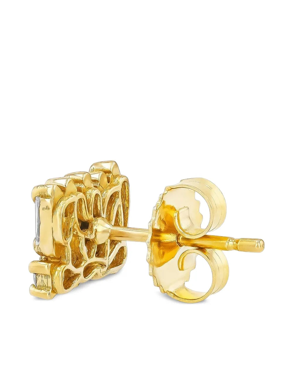 18K yellow gold Short Stacked Mixed diamond stud earrings