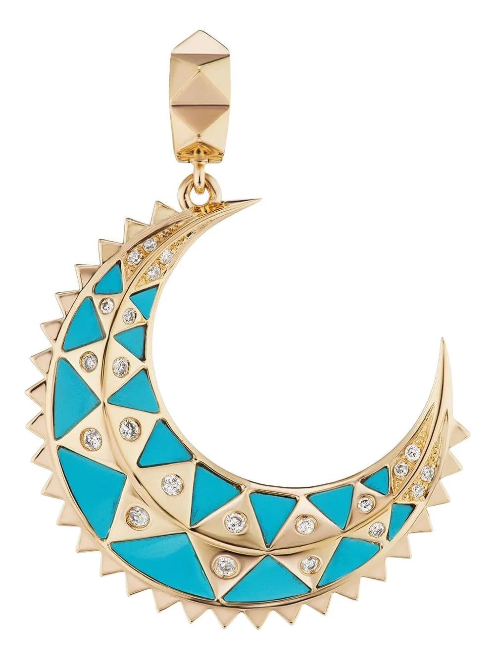18kt yellow gold Moon Turquoise pendant necklace