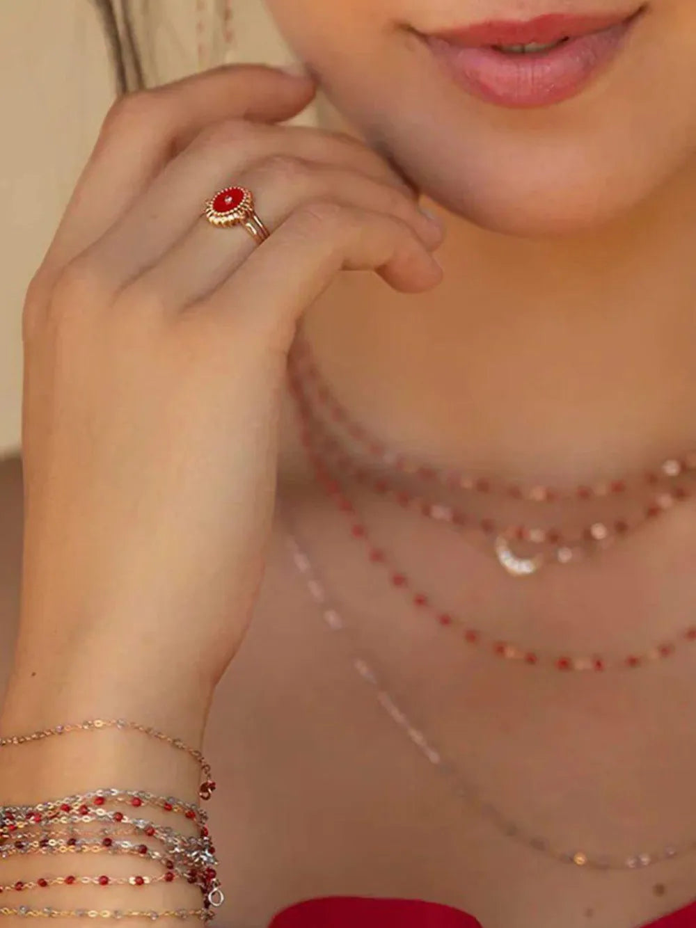 18K white gold beaded bracelet