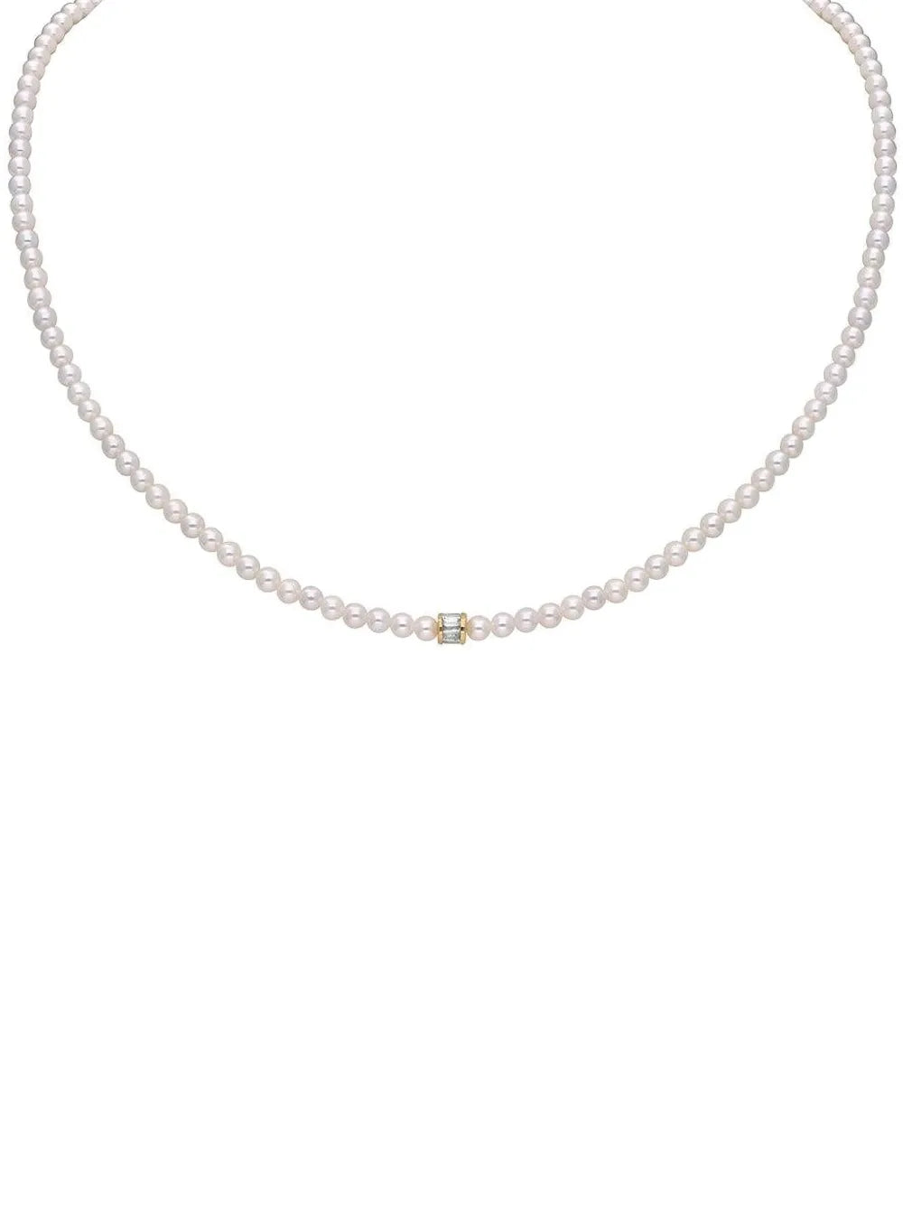18K yellow gold diamond and freshwater pearl necklace