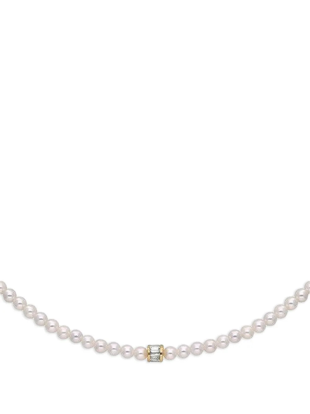 18K yellow gold diamond and freshwater pearl necklace