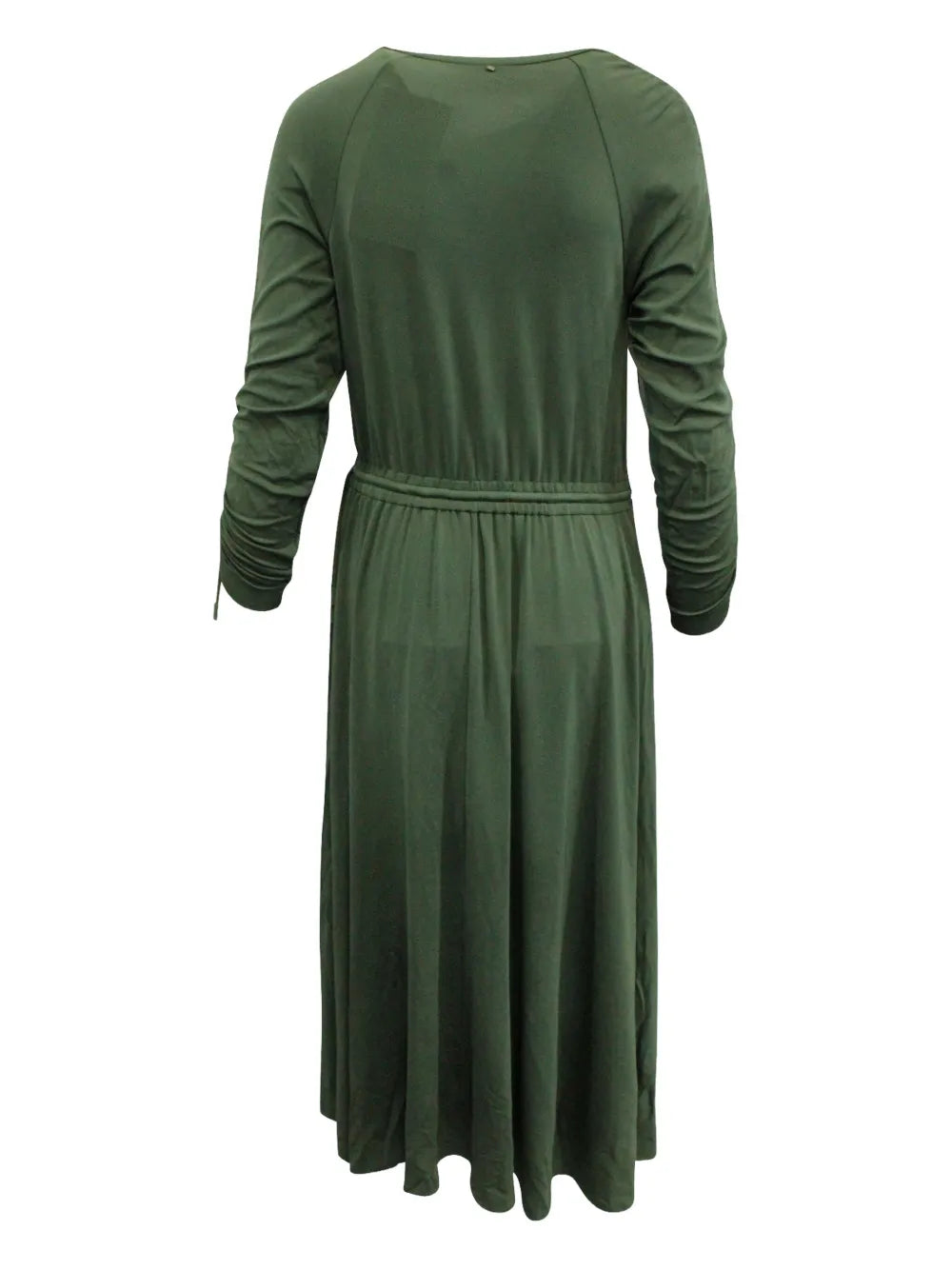 ruched-sleeve midi dress