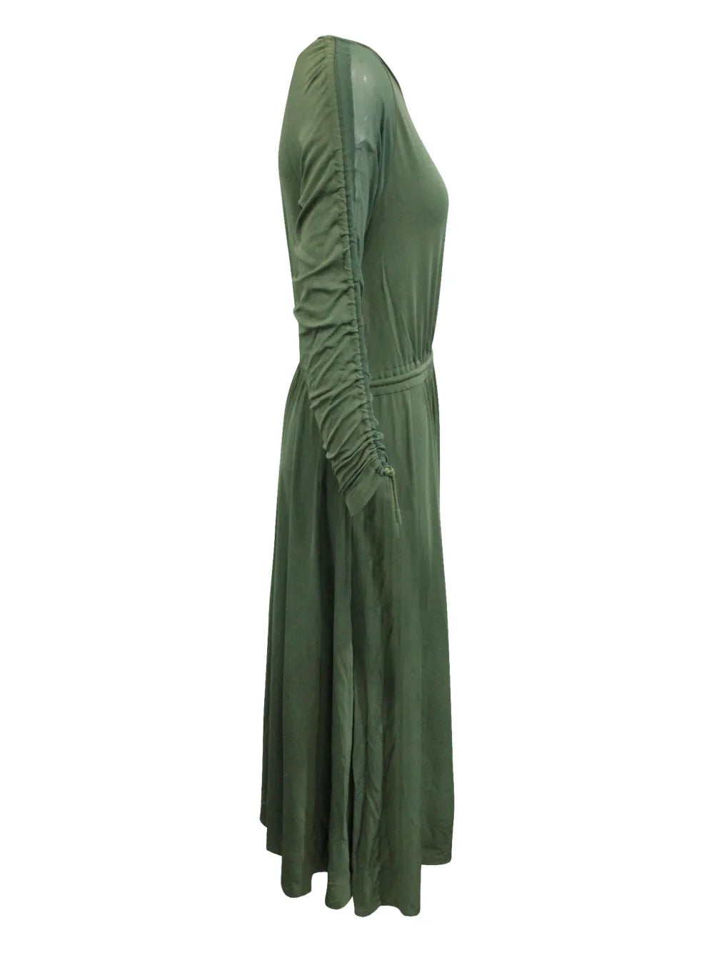 ruched-sleeve midi dress