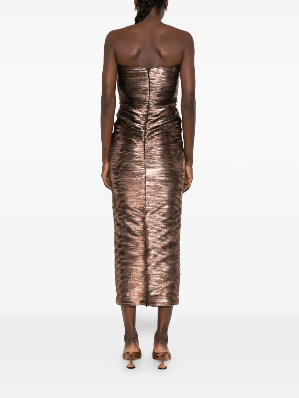 Calypsa ruched midi dress