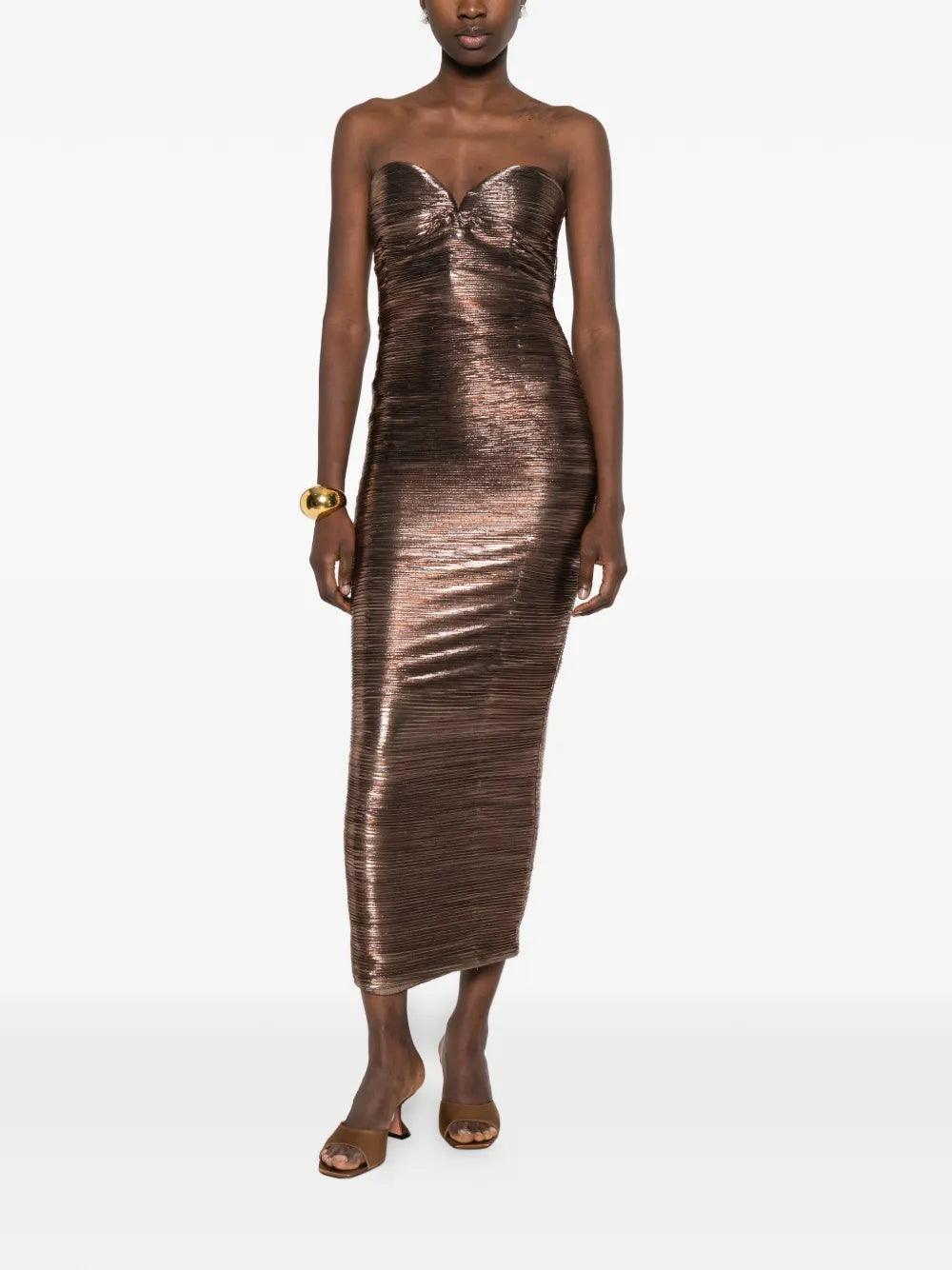 Calypsa ruched midi dress