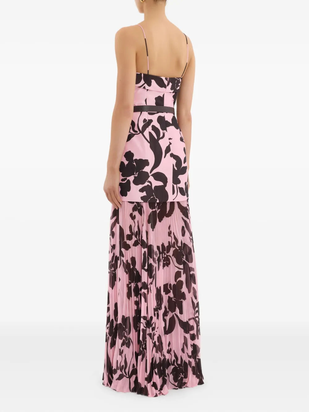 Connie pleated-floral maxi dress
