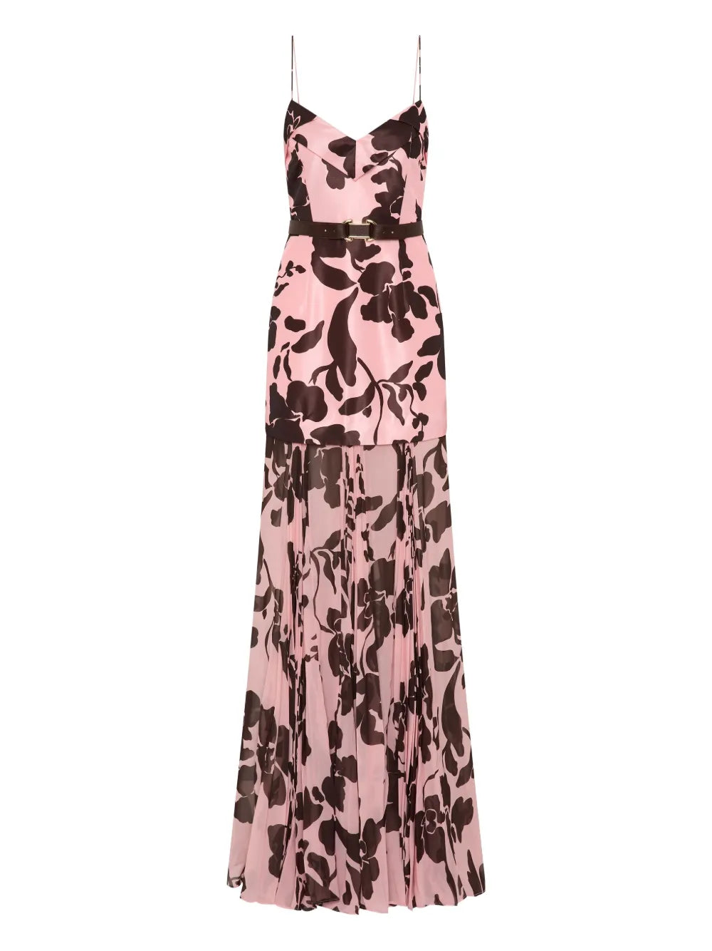 Connie pleated-floral maxi dress