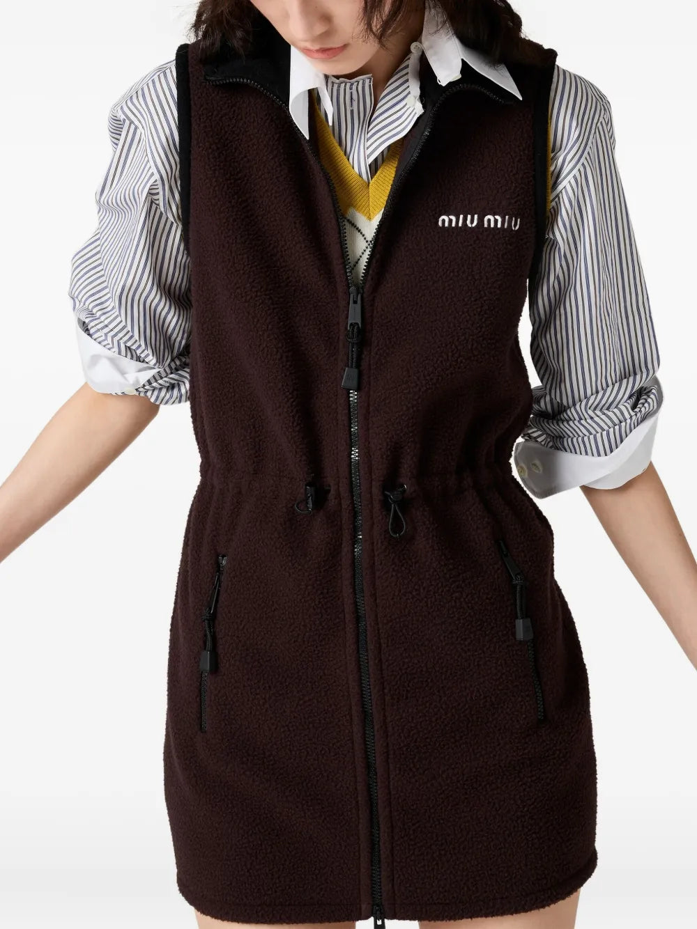 stand-collar fleece dress