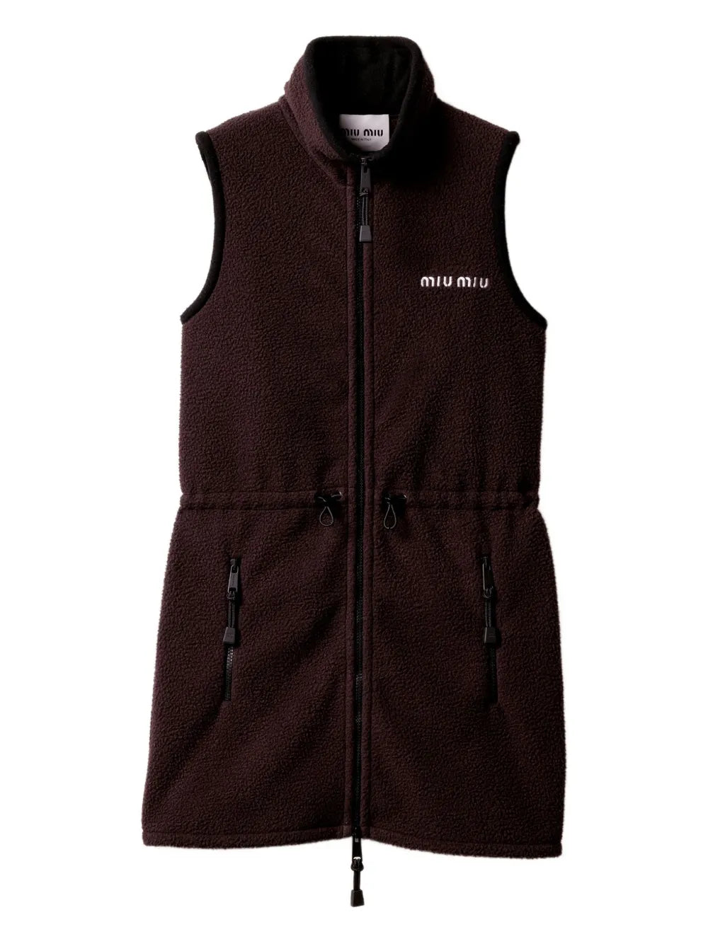 stand-collar fleece dress