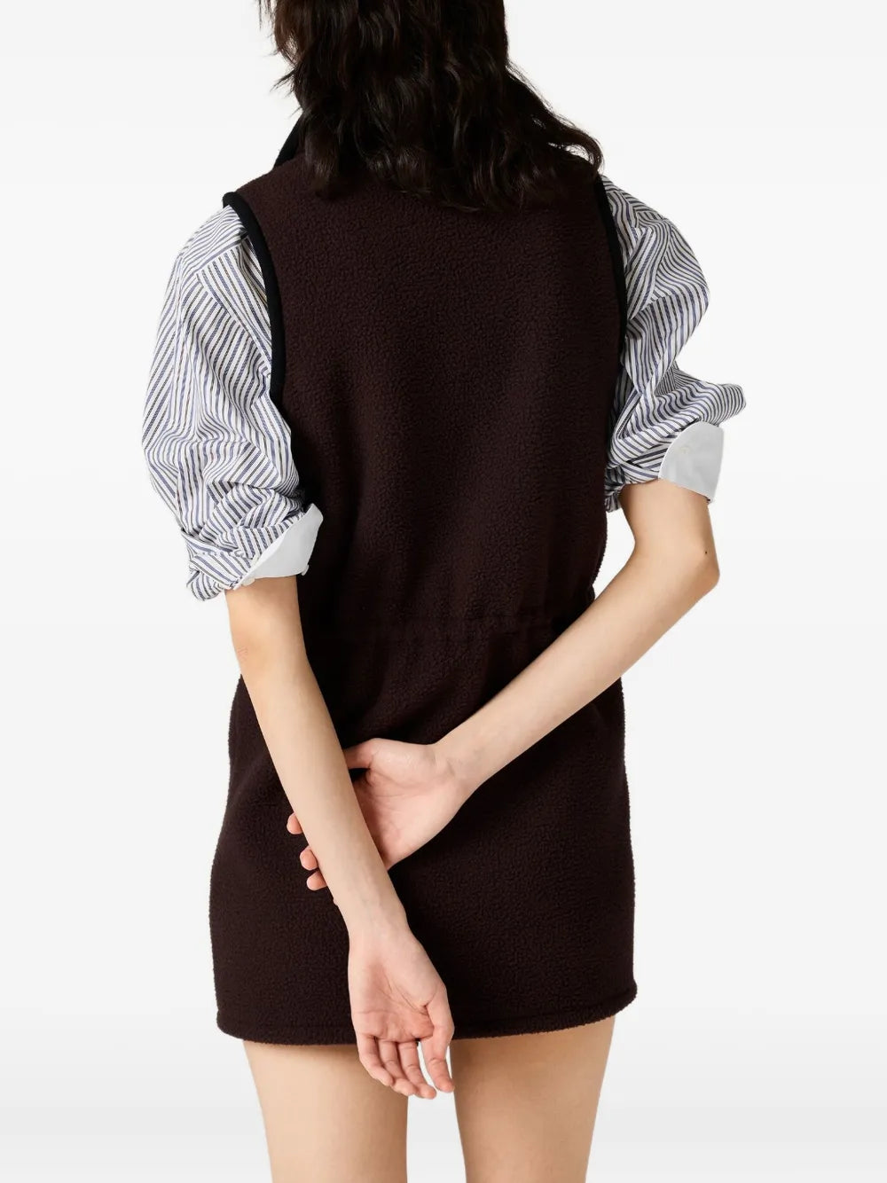 stand-collar fleece dress