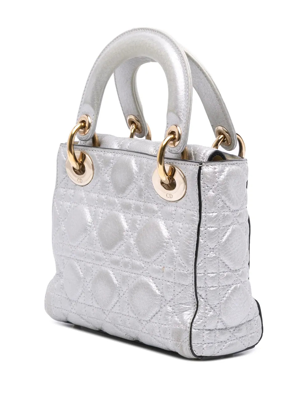 2017 Mini Metallic Grained Calfskin Cannage Lady Dior satchel