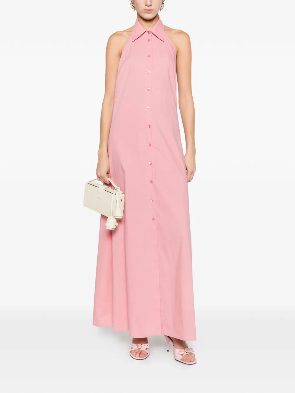 buttoned halterneck maxi dress