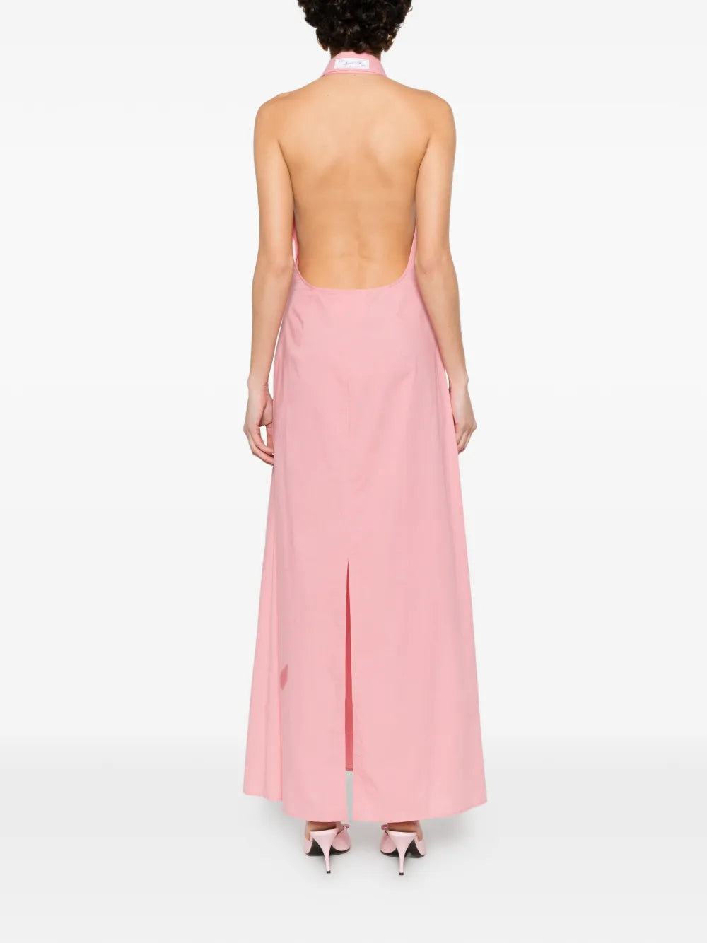 buttoned halterneck maxi dress